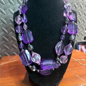 Elegant Purple Acrylic Beaded Necklace